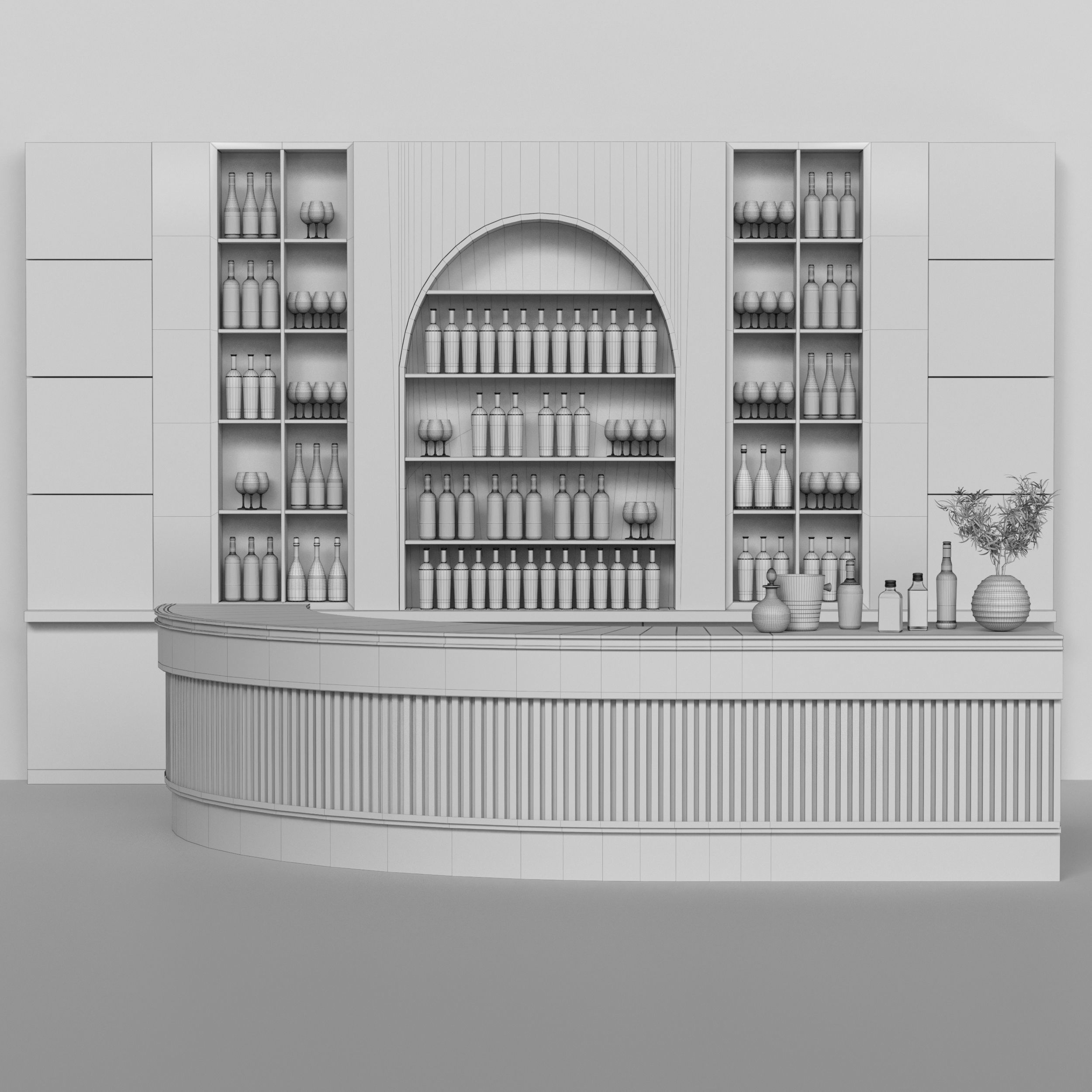Restaurant with bar 3D model_1