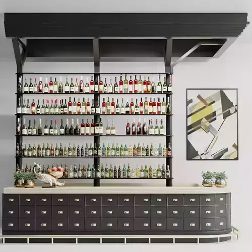 Restaurant bar with shelves and bottles