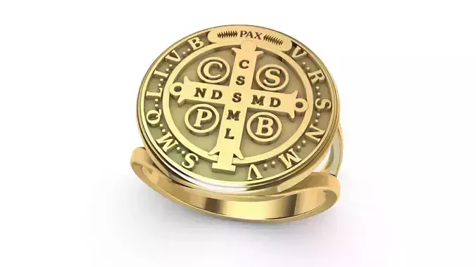 Ring religious Sao Bento Saint Benedict 3D print model