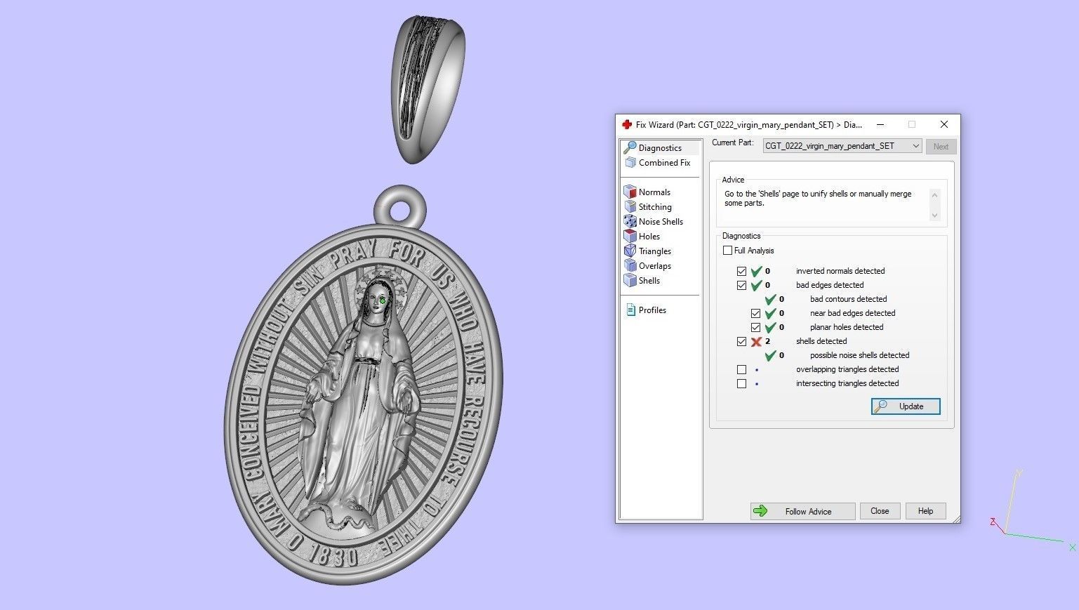 Catholic Miraculous Medal  Virgin Mary Pendant 3D print model_9