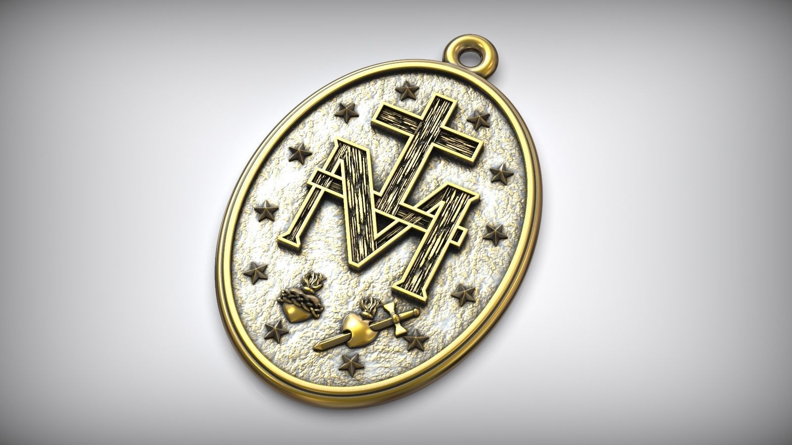 Catholic Miraculous Medal  Virgin Mary Pendant 3D print model_6