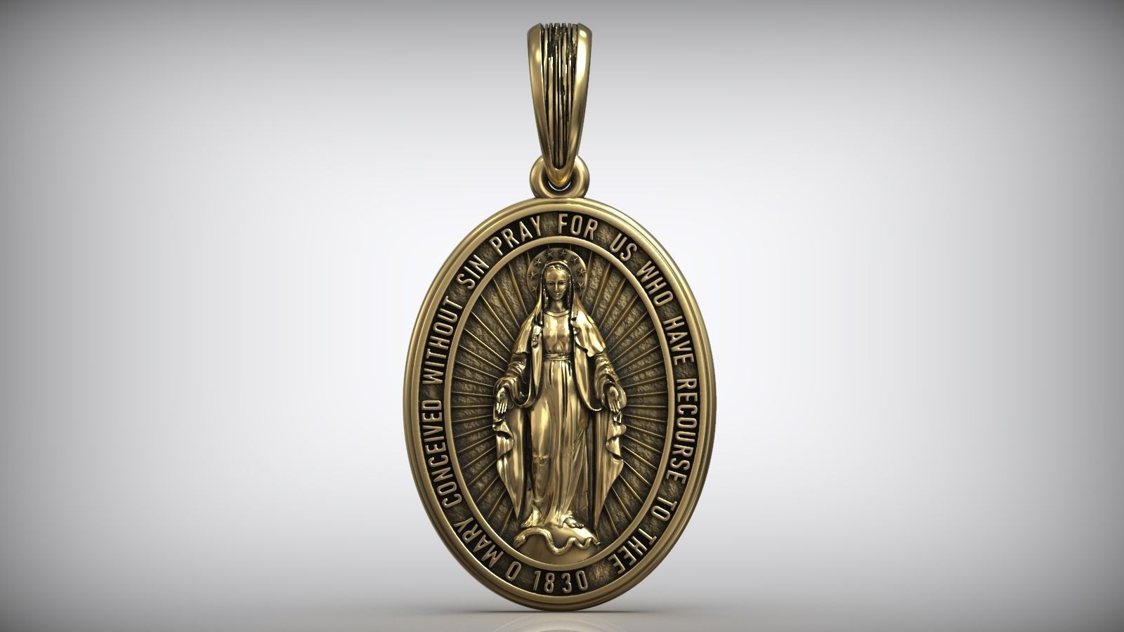 Catholic Miraculous Medal  Virgin Mary Pendant 3D print model_2