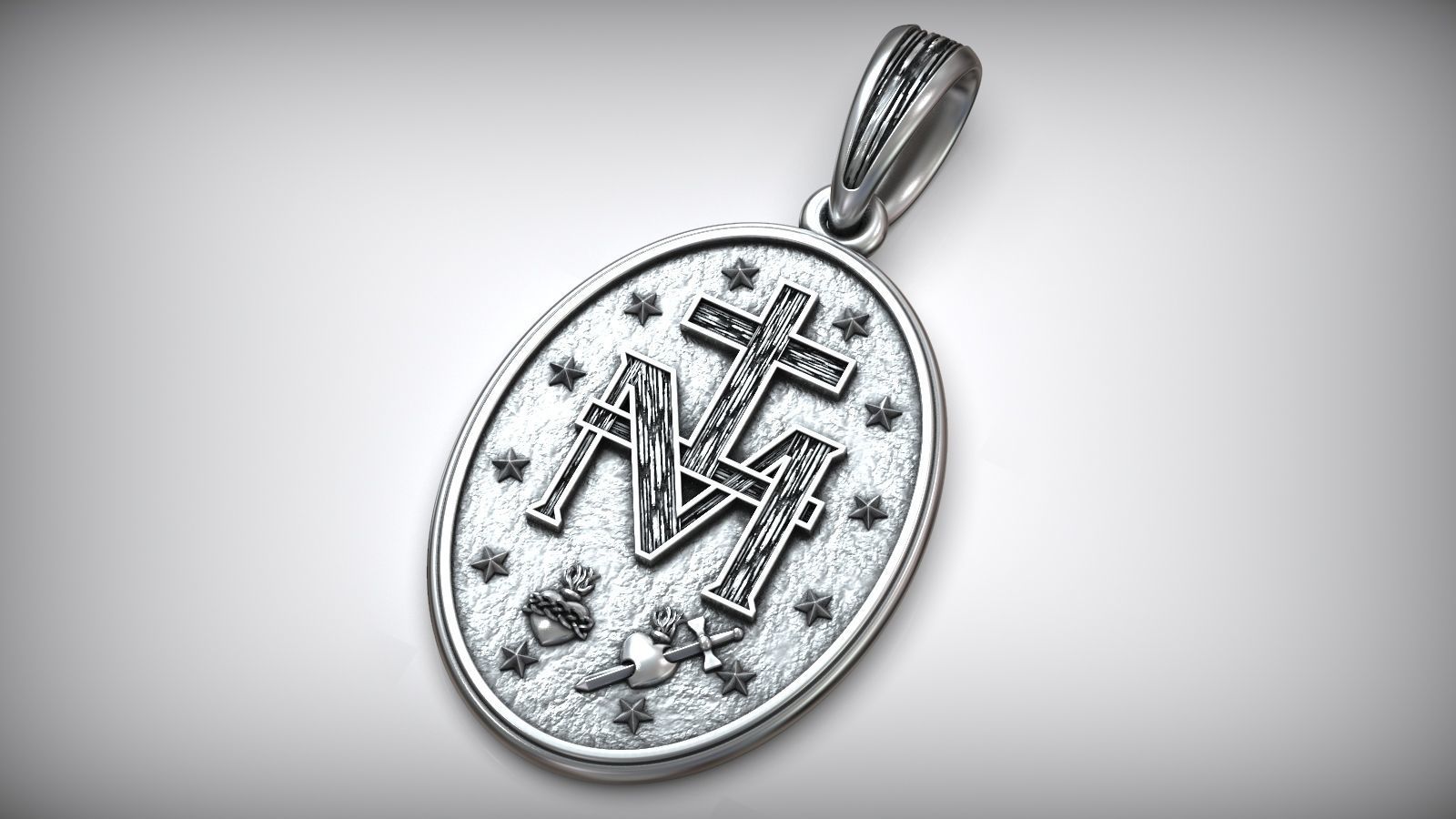 Catholic Miraculous Medal  Virgin Mary Pendant 3D print model_1