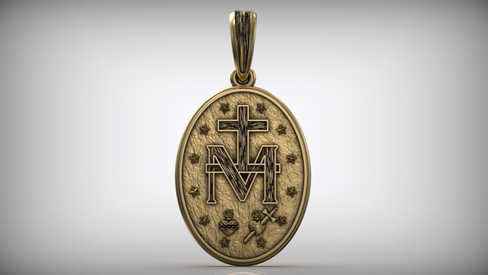 Catholic Miraculous Medal  Virgin Mary Pendant 3D print model_3