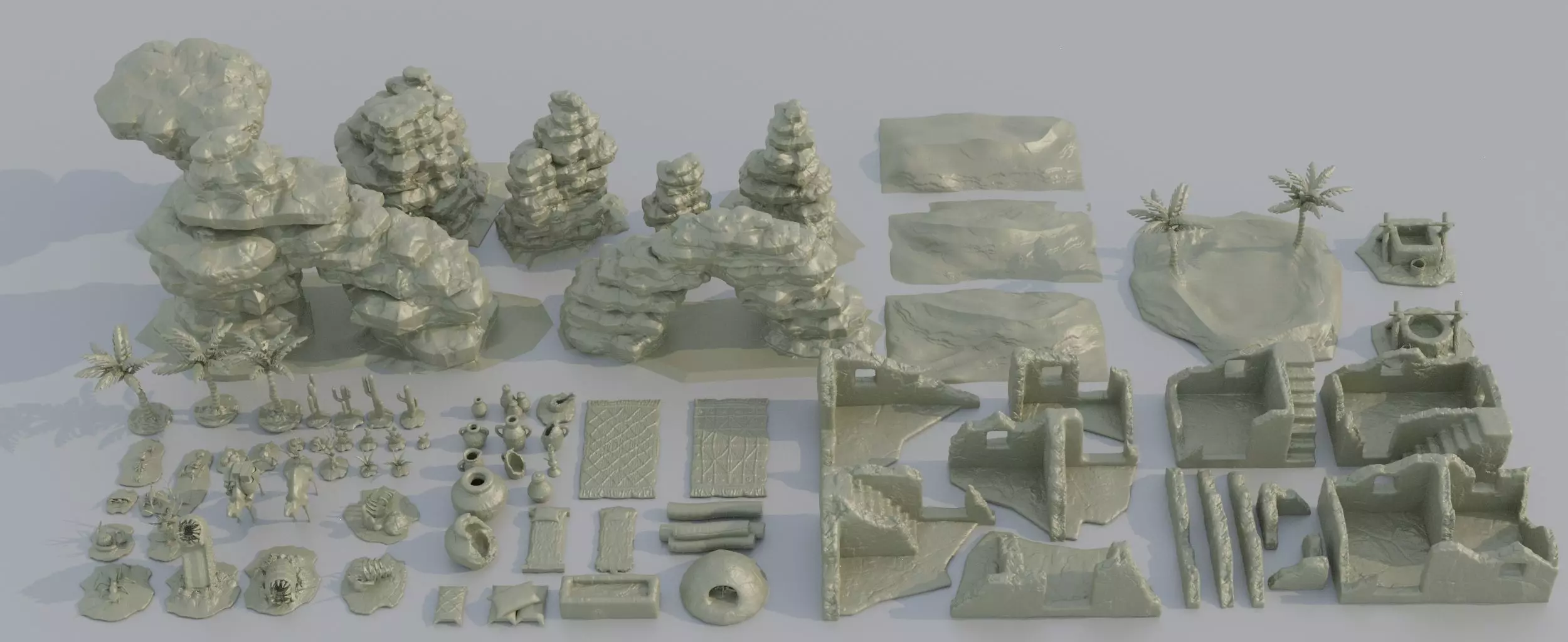 Desert Environment Pack 80 different STL Tabletop Terrain 28 mm 3D print model