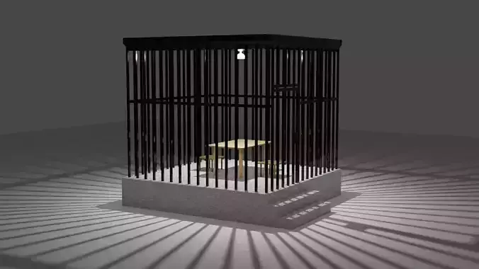 Prison cage with table