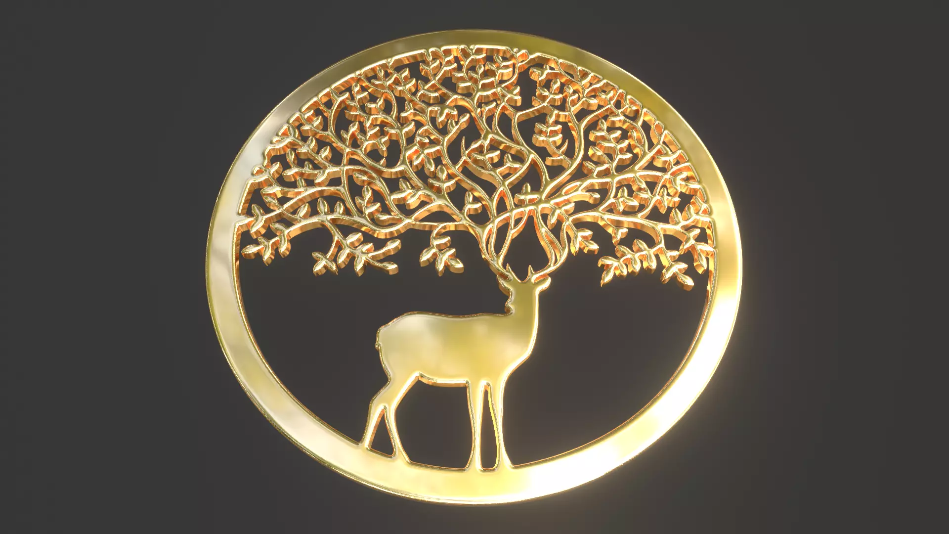 Deer Tree Pendant Necklace Jewelry 3D print model