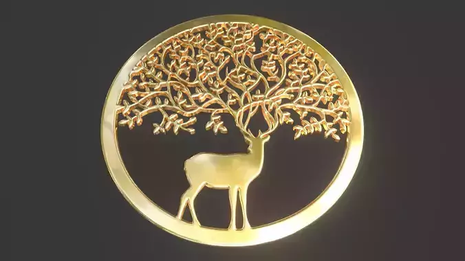 Deer Tree Pendant Necklace Jewelry