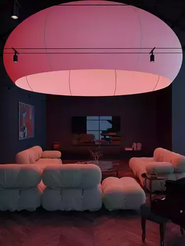 Modern livingroom with pink bubble light 3D model