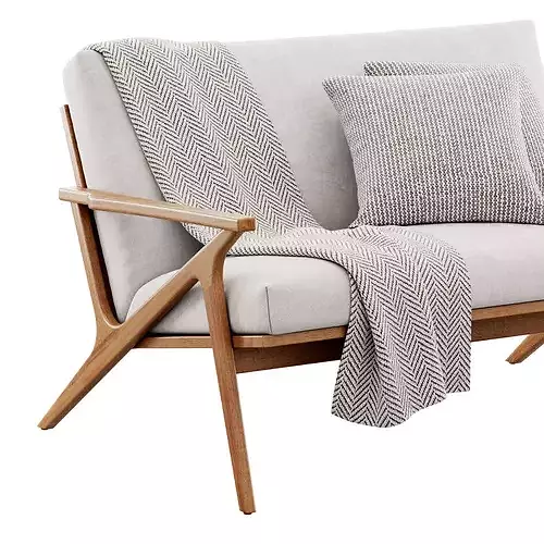 Cavett Wood Frame Loveseat by Crate and Barrel 3D model 4
