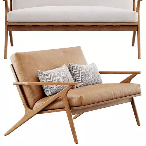 Cavett Wood Frame Loveseat by Crate and Barrel 3D model 2