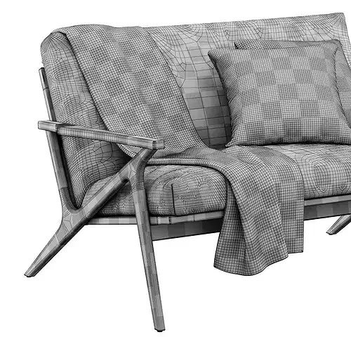 Cavett Wood Frame Loveseat by Crate and Barrel 3D model 5