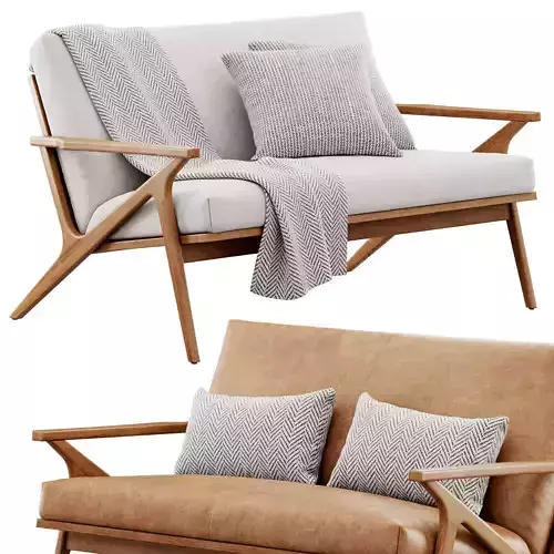 Cavett Wood Frame Loveseat by Crate and Barrel 3D model