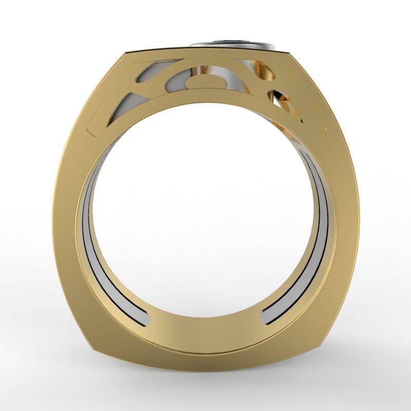 Huge Massive Mens Ring Signet Round Gemstone 3D Print Model 3D print model_5