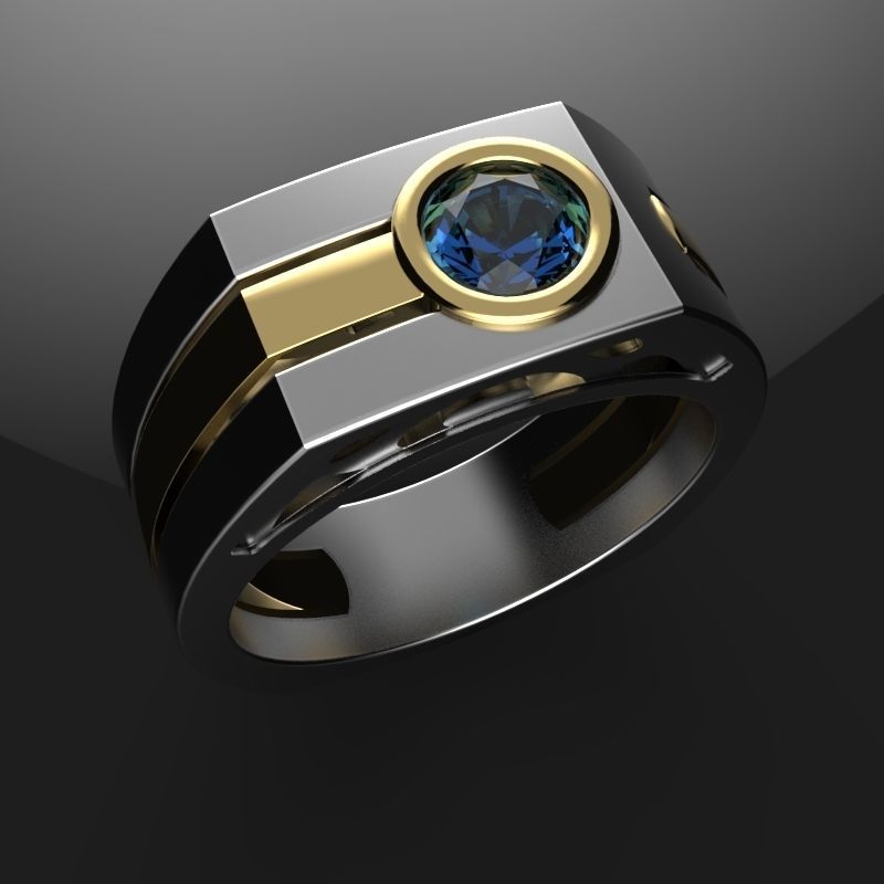 Huge Massive Mens Ring Signet Round Gemstone 3D Print Model 3D print model_8