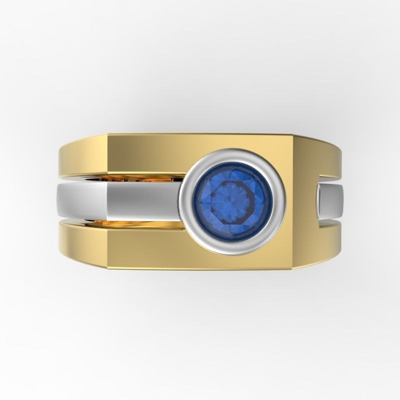 Huge Massive Mens Ring Signet Round Gemstone 3D Print Model 3D print model_3