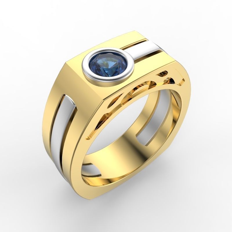 Huge Massive Mens Ring Signet Round Gemstone 3D Print Model 3D print model_1