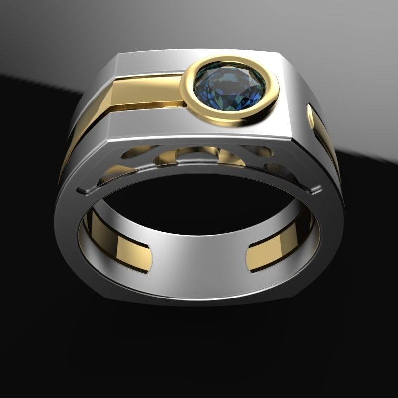 Huge Massive Mens Ring Signet Round Gemstone 3D Print Model 3D print model_9