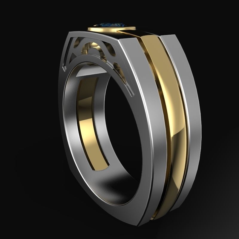 Huge Massive Mens Ring Signet Round Gemstone 3D Print Model 3D print model_10