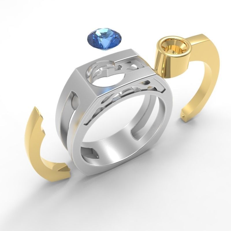 Huge Massive Mens Ring Signet Round Gemstone 3D Print Model 3D print model_7