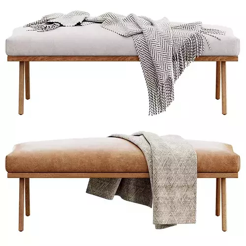 Cavett Wood Frame Bench Crate and Barrel 3D model 4