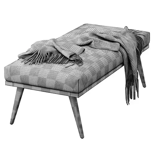 Cavett Wood Frame Bench Crate and Barrel 3D model 6