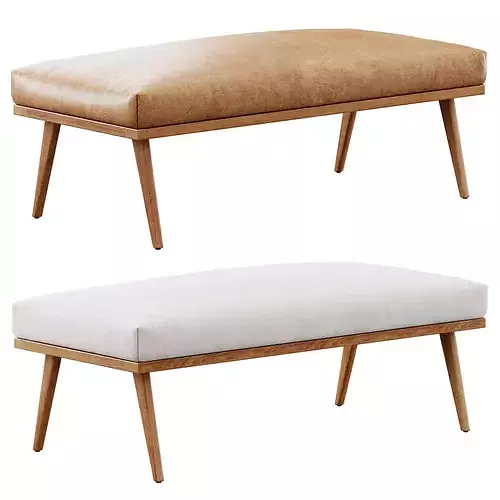 Cavett Wood Frame Bench Crate and Barrel 3D model 3