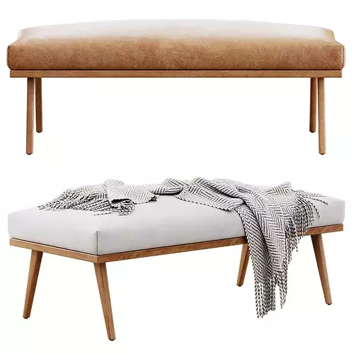 Cavett Wood Frame Bench Crate and Barrel 3D model 2