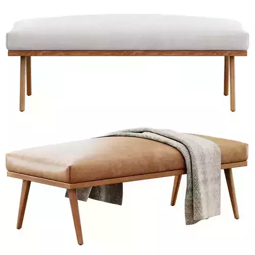 Cavett Wood Frame Bench Crate and Barrel 3D model