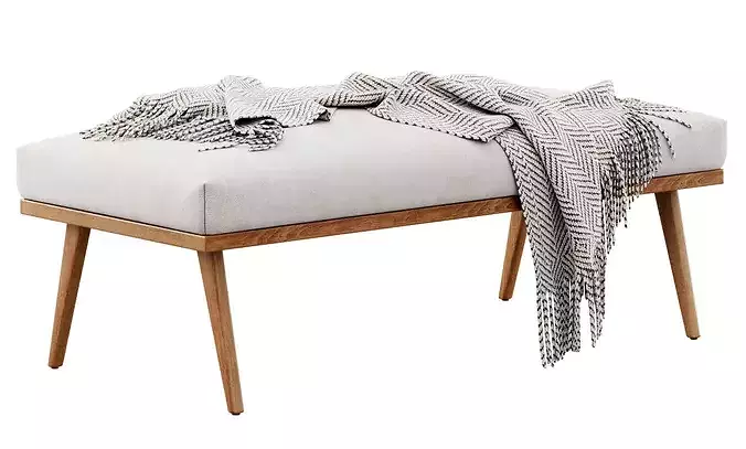 Cavett Wood Frame Bench Crate and Barrel 3D model 7
