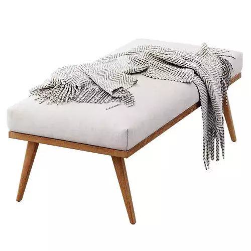 Cavett Wood Frame Bench Crate and Barrel 3D model 5
