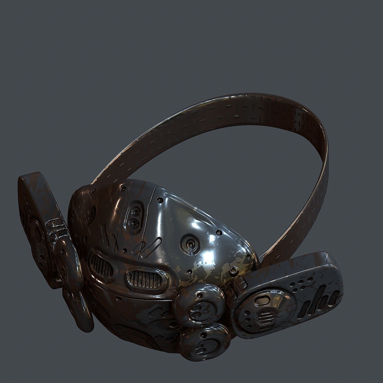 Gas mask helmet 3d model scifi Low-poly Low-poly 3D model Low-poly 3D model_8