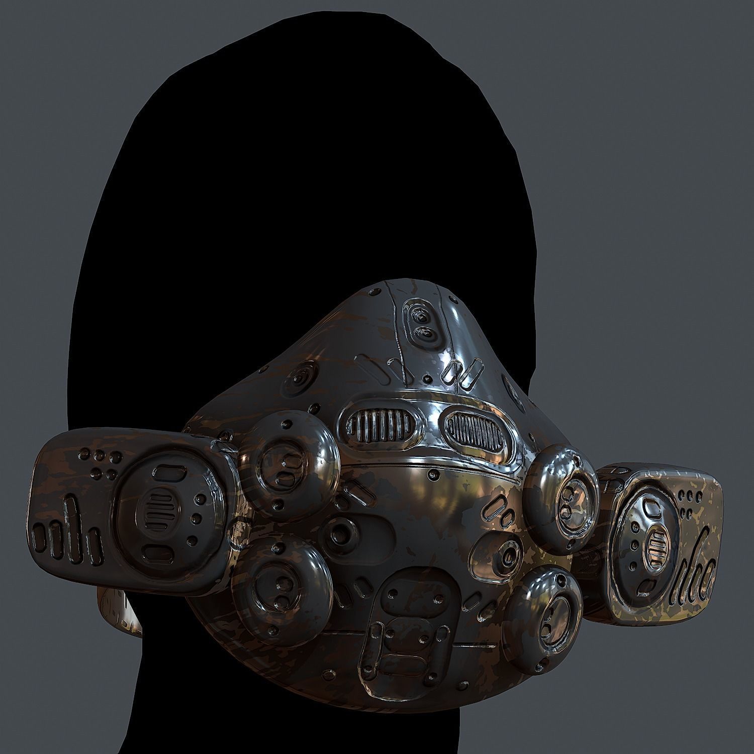 Gas mask helmet 3d model scifi Low-poly Low-poly 3D model Low-poly 3D model_1