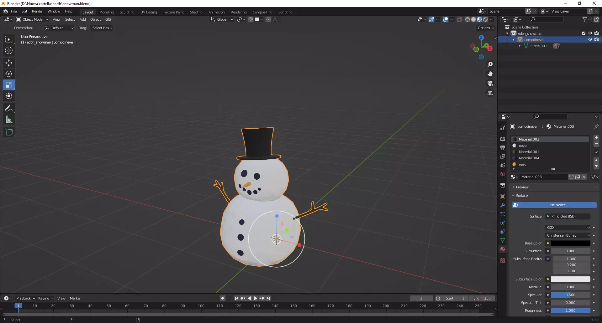 snowman animated Free low-poly 3D model