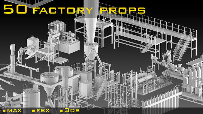 50- Factory props 3d models- Vol 01 Low-poly 3D model