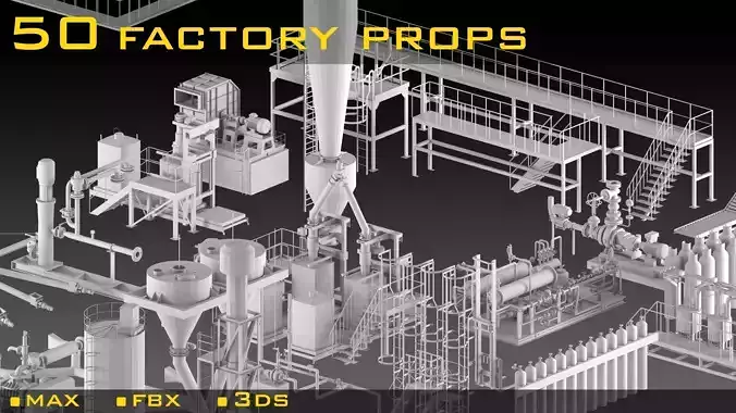 50- Factory props 3d models- Vol 01 Low-poly 3D model