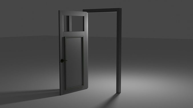 Realistic Low-Poly Door open Low-poly 3D model