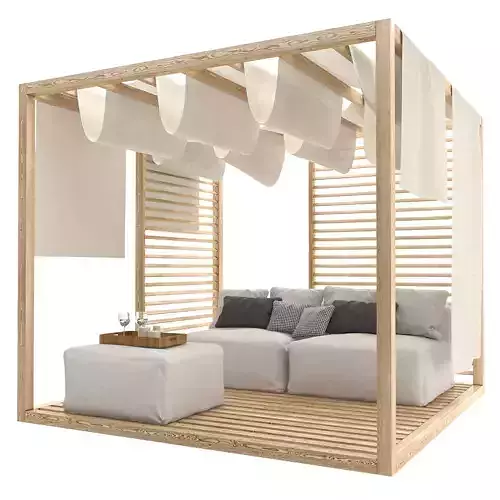 Perogla wooden canopy with cushions