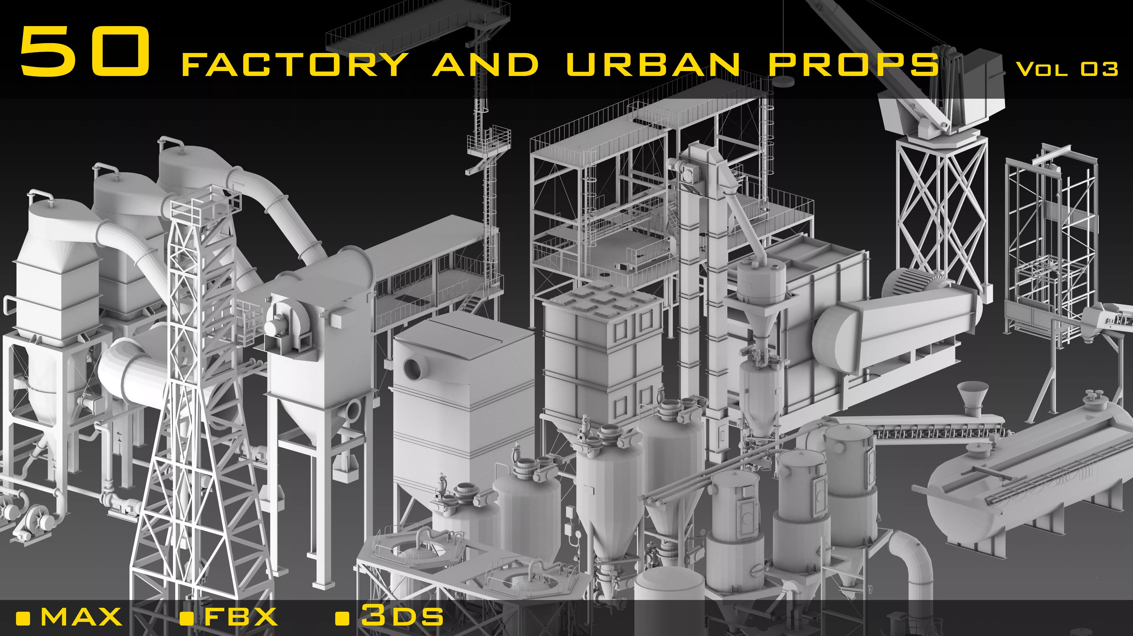 50 Factory and Urban Props- Vol 03 Low-poly 3D model