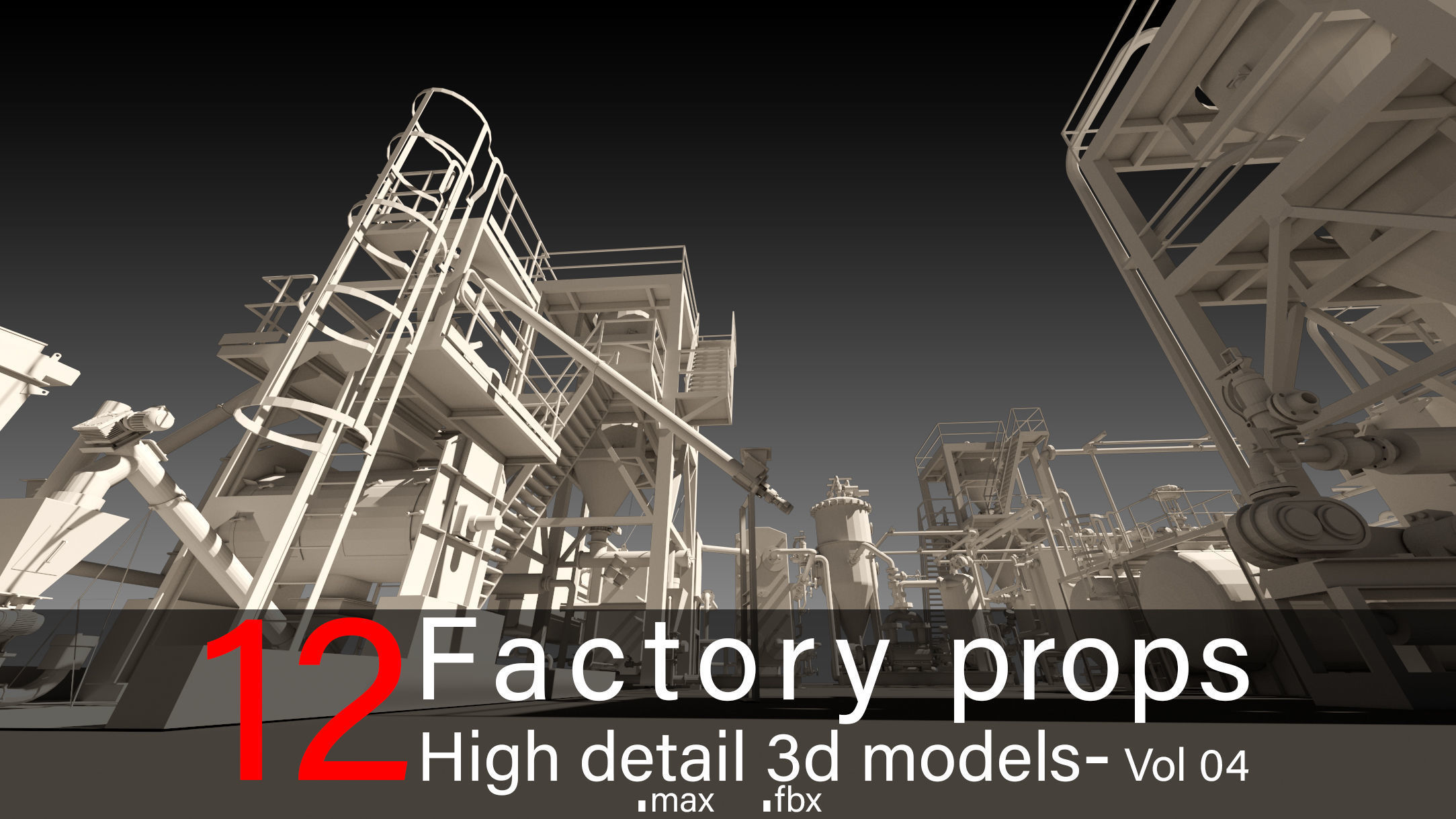 12 Factory Props-High detail 3d models- Vol 04 Low-poly 3D model_1
