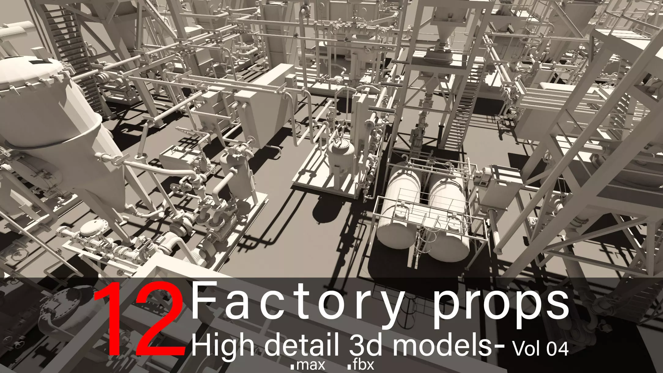 12 Factory Props-High detail 3d models- Vol 04 Low-poly 3D model_0