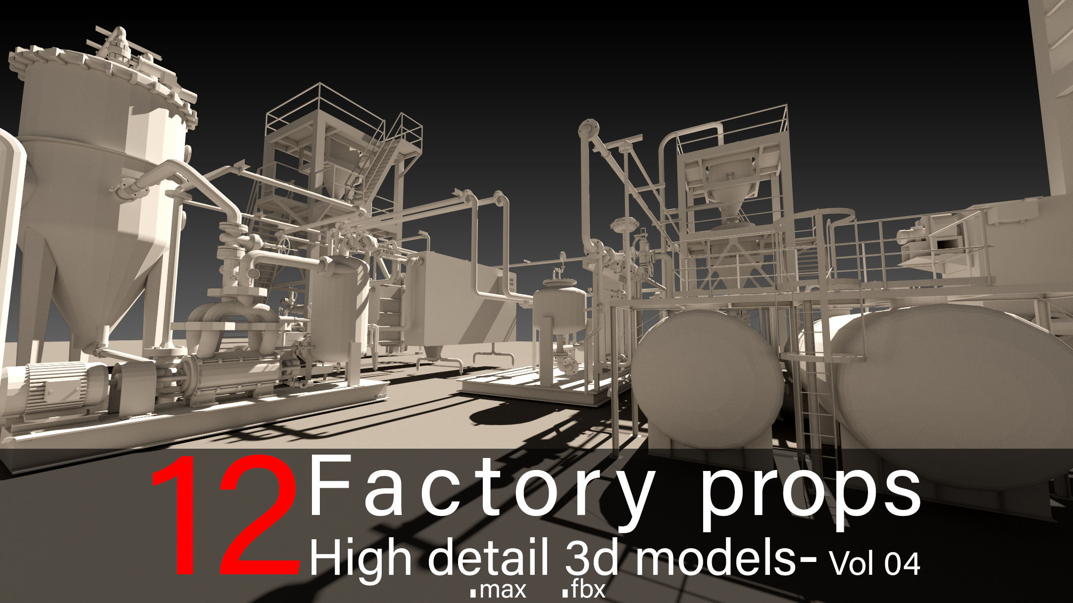 12 Factory Props-High detail 3d models- Vol 04 Low-poly 3D model_2