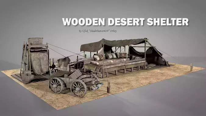 Wooden Desert Shelter 3D model