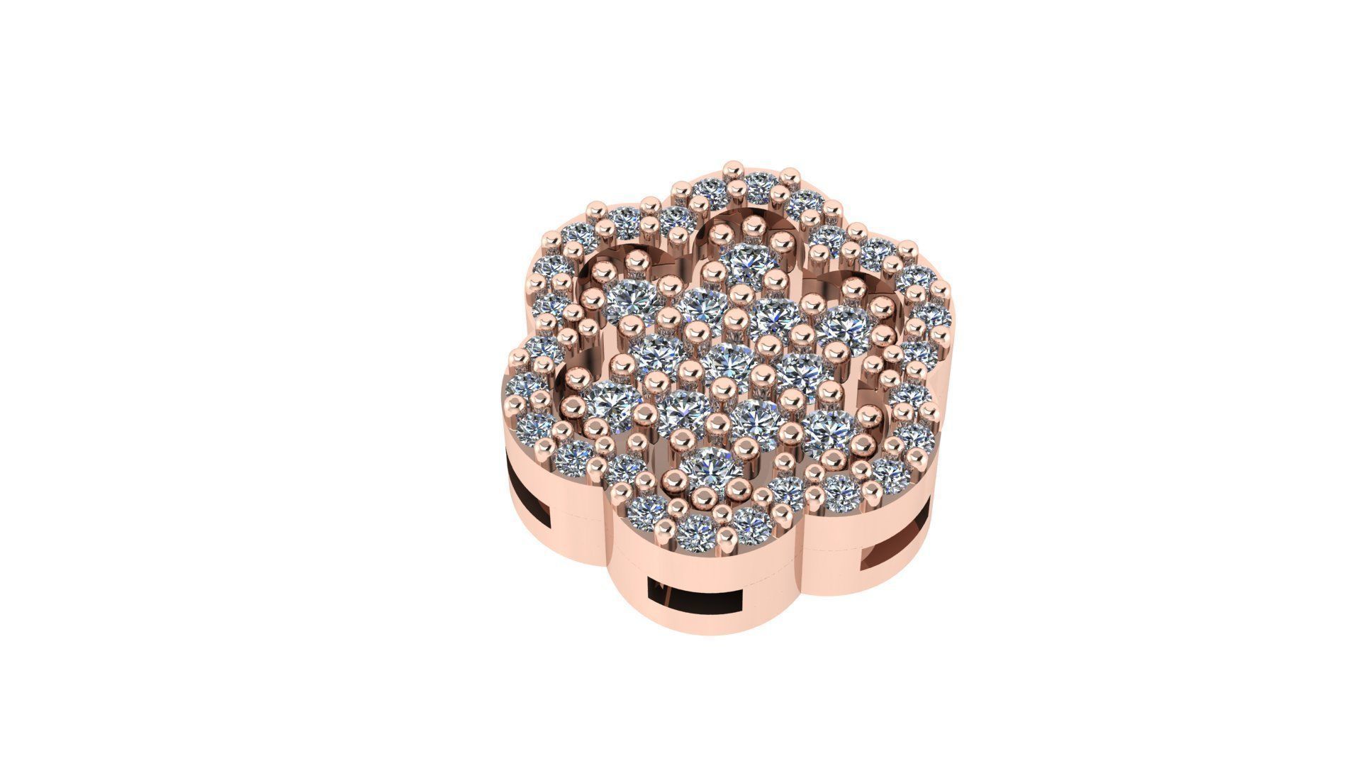 earring rose gold ring with diamonds 3D print model_1