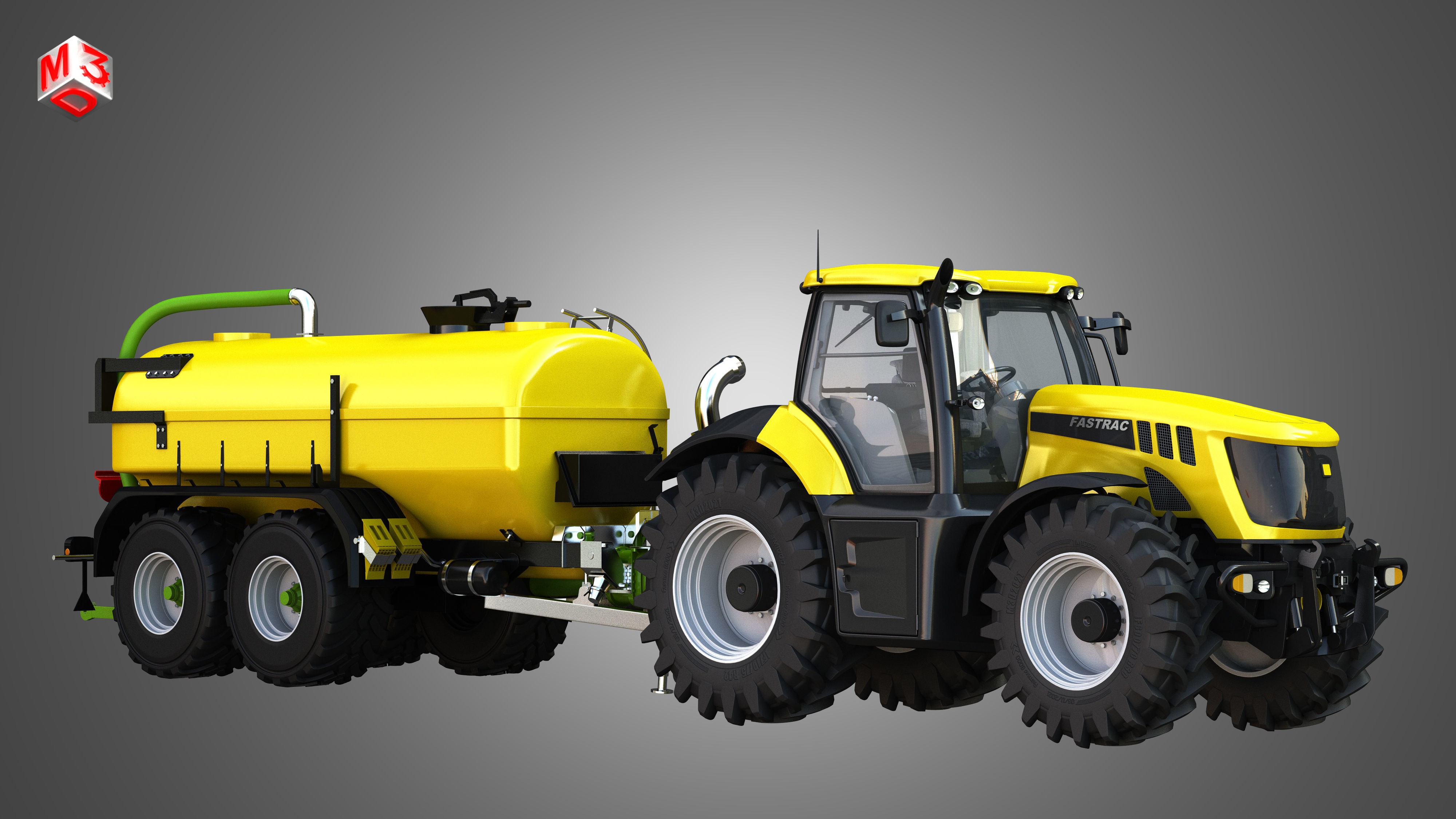 JCB - 8000 Tractor with Zunhammer Liquid Manure Trailer 3D model_4