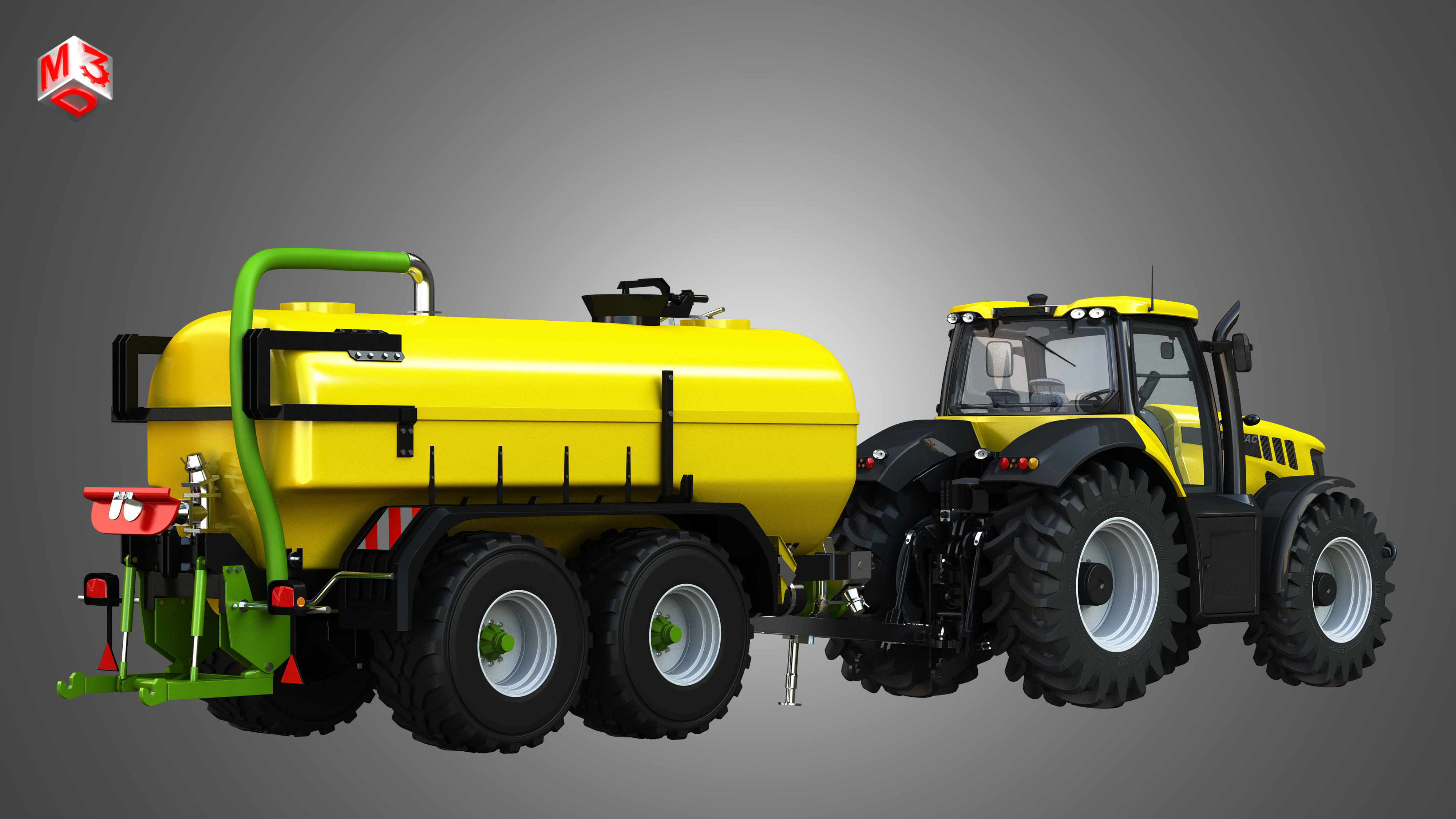 JCB - 8000 Tractor with Zunhammer Liquid Manure Trailer 3D model_3