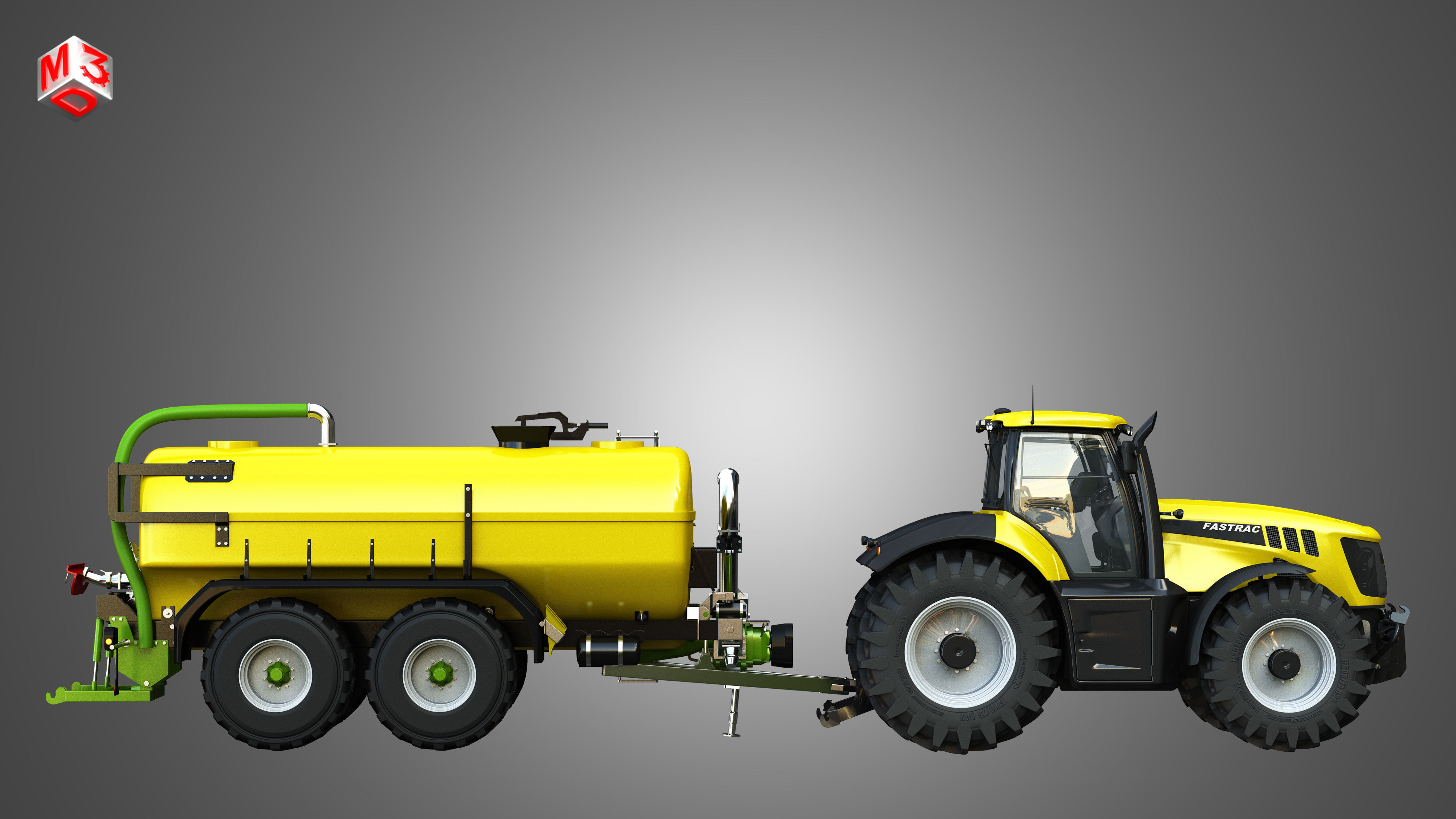JCB - 8000 Tractor with Zunhammer Liquid Manure Trailer 3D model_7
