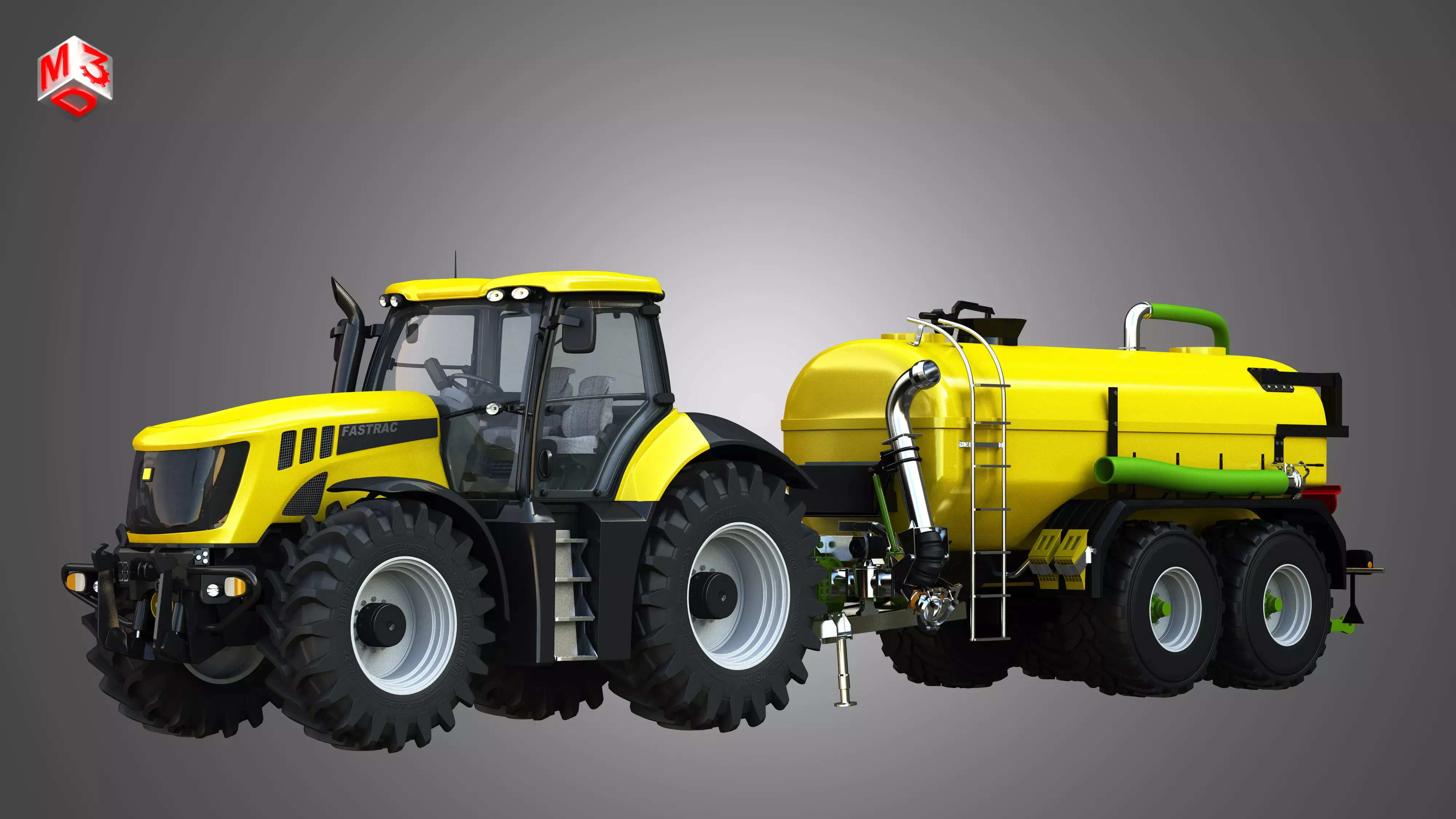JCB - 8000 Tractor with Zunhammer Liquid Manure Trailer 3D model_0