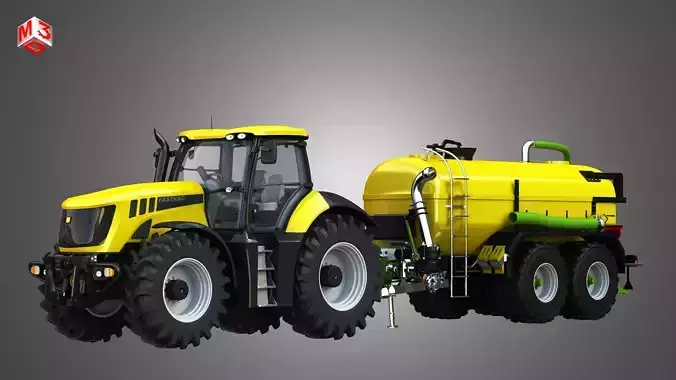 JCB - 8000 Tractor with Zunhammer Liquid Manure Trailer 3D model
