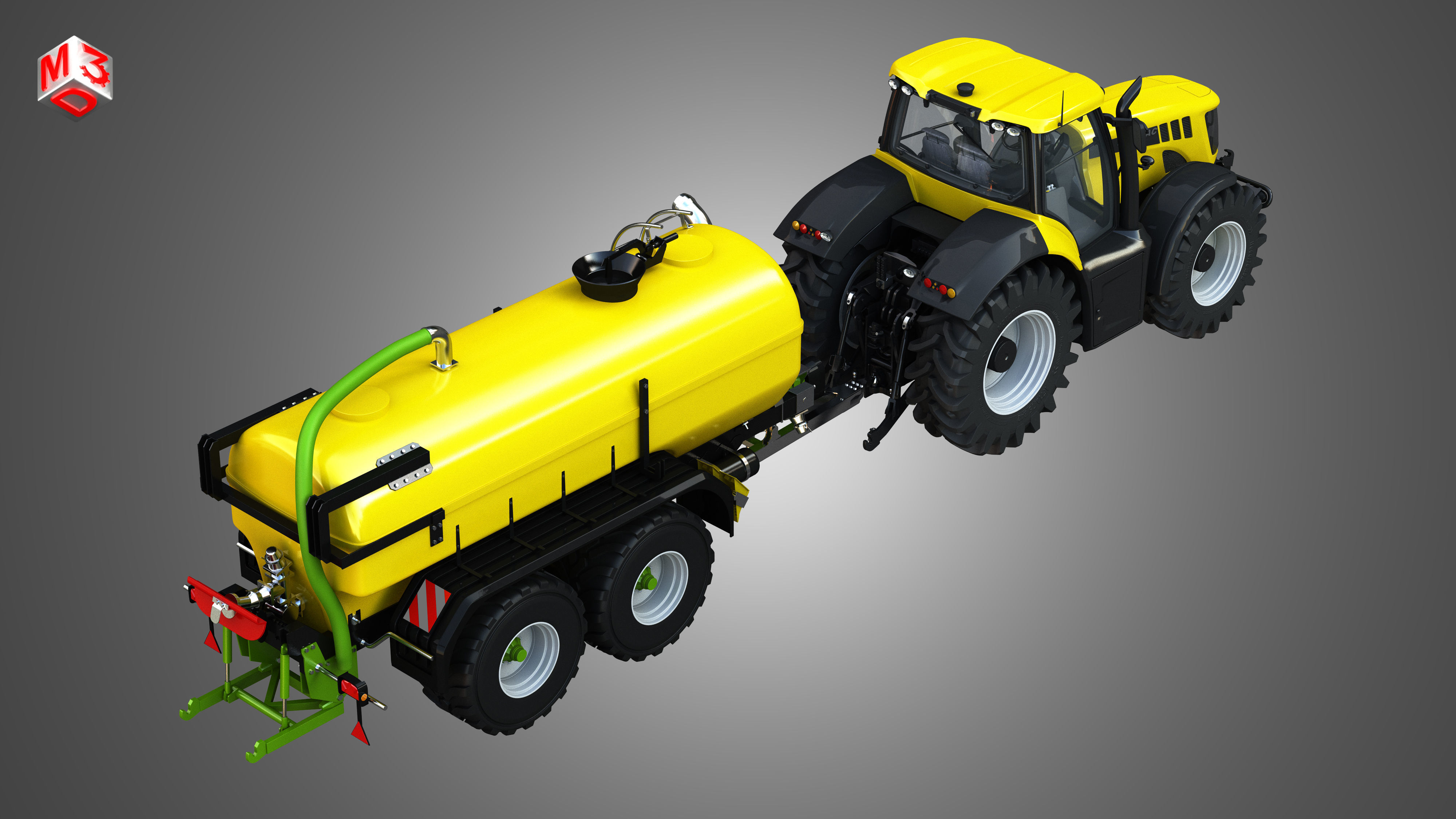JCB - 8000 Tractor with Zunhammer Liquid Manure Trailer 3D model_9